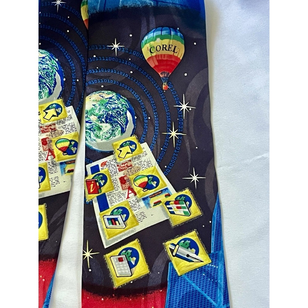 Vintage Corel Softwear Promotional Tie Novelty Tech Nerd Silk Tie